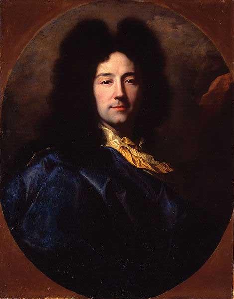 Hyacinthe Rigaud Portrait of Portrait of the artist, bust-length, with a yellow cravat and a blue cloak, feigned oval. oil painting image